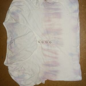 Aeropostale Tie-Dye Henley Top - White and Purple